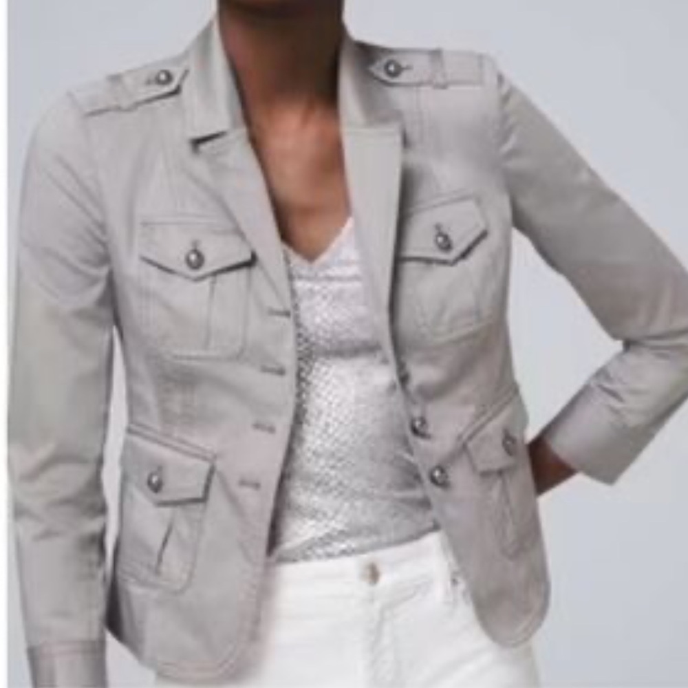 White House Black Market Gray Utility Jacket size 0, beige/gray